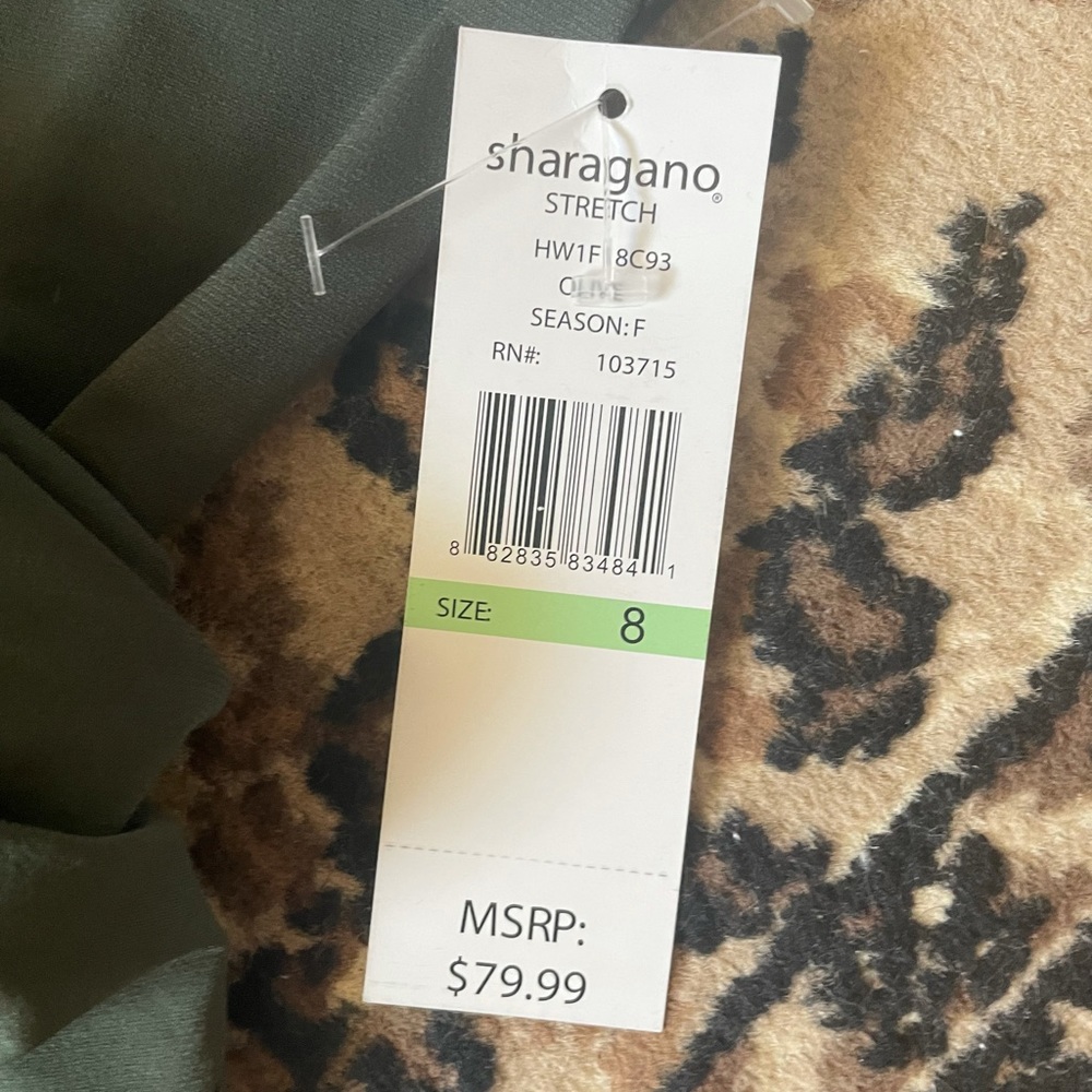 SHARAGANO belted green dress- NWT- size 8 - Picture 4 of 4